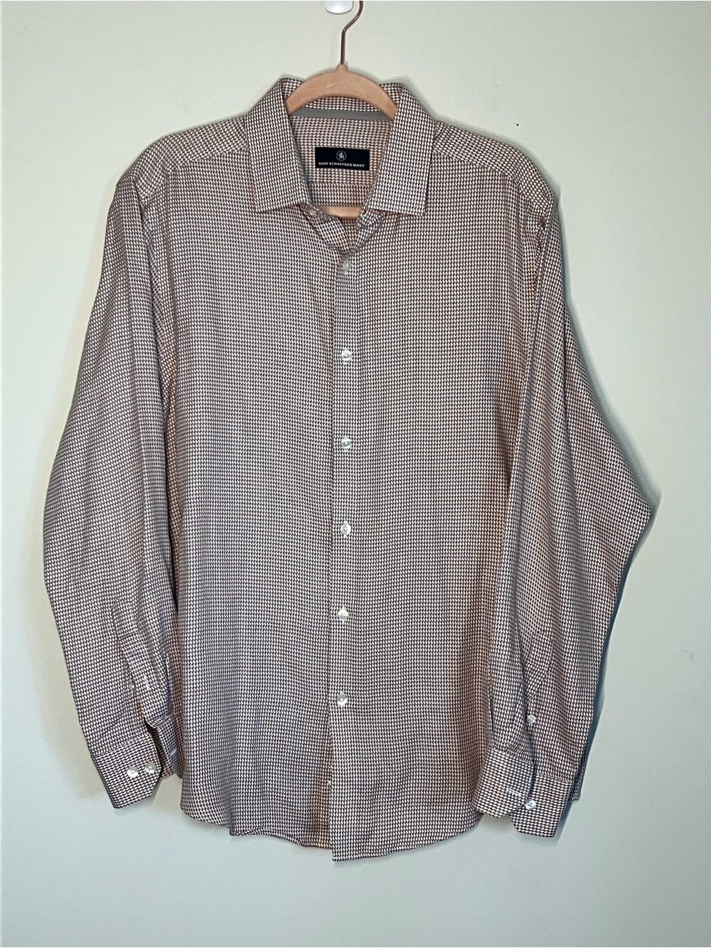 Hart Schaffner Marx Soft Dress Shirt 100% Cotton Button Up Long Sleeve Mens L